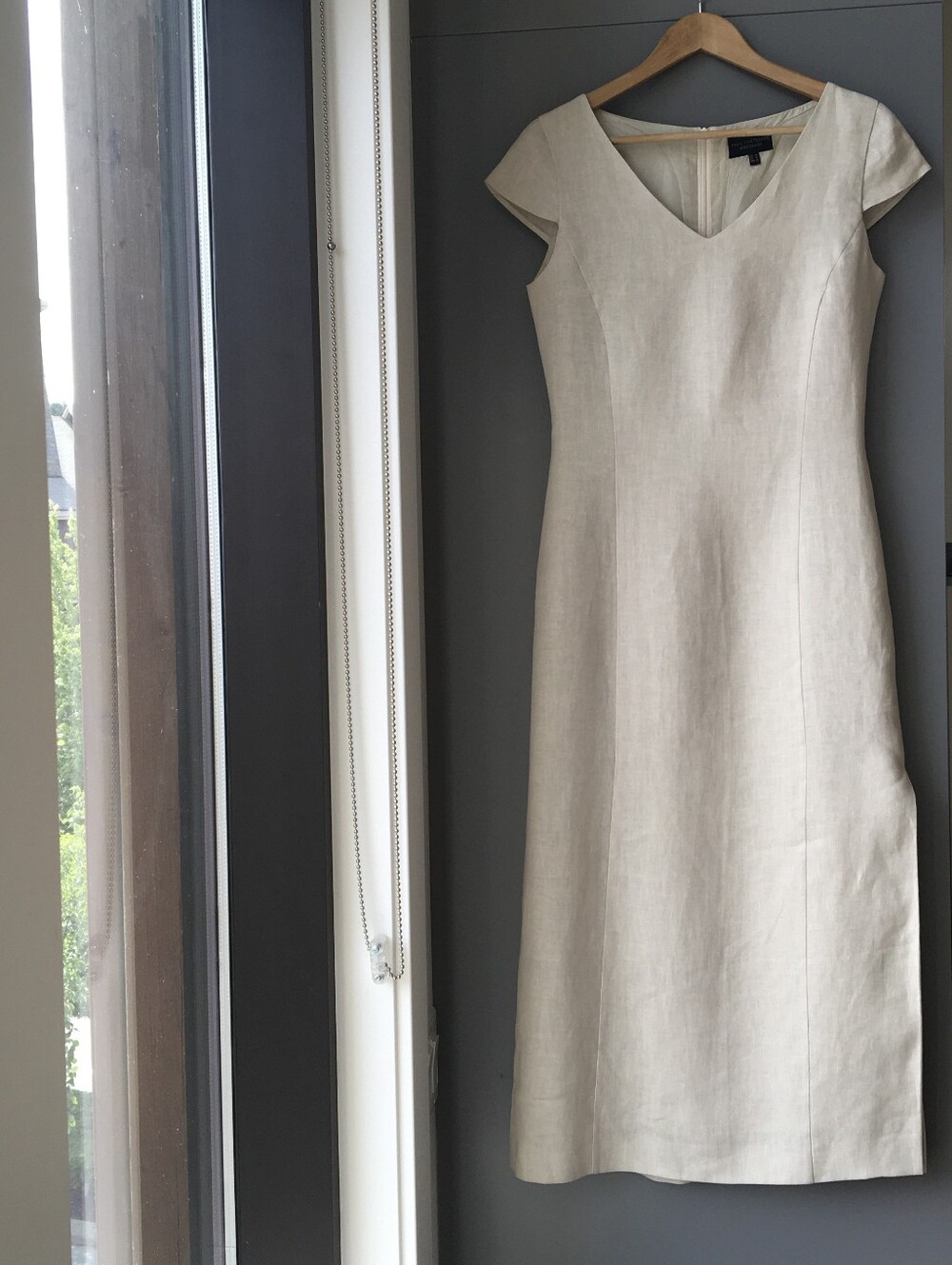 Paul Costelloe Elegant Neutral Linen Sheath Dress